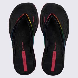 Chinelo Ipanema Infantil Glow Preto/Preto/Rosa