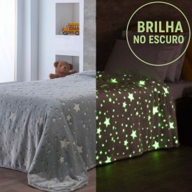 Cobertor Infantil Mágico Encantos Brilha No Escuro Havan Kids - Stars Cinza