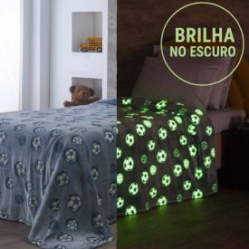 Cobertor Infantil Mágico Encantos Brilha No Escuro Havan Kids - Futebol Azul