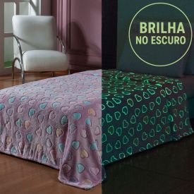 Cobertor Infantil Mágico Encantos Brilha No Escuro - Corações