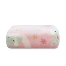 Cobertor para Bebê Flannel Baby Camesa - Elefante Rosa