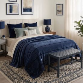Cobertor Queen 100% Poliéster Elegance Havan Casa - Azul