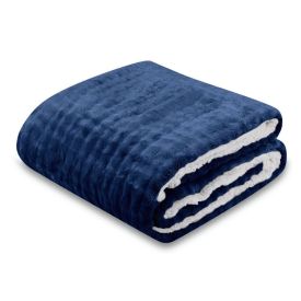 Cobertor Sherpa Queen Requinte Havan Casa - Midnight Blue