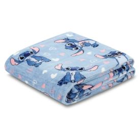 Cobertor Solteiro 100% Poli&eacute;ster Disney - Stitch Cora&ccedil;&otilde;es
