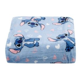 Cobertor Solteiro 100% Poli&eacute;ster Disney - Stitch Cora&ccedil;&otilde;es
