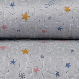 Kit Colcha Solteiro Dupla Face Matelado Havan Kids 2 p&ccedil;s - Aster Star Cinza