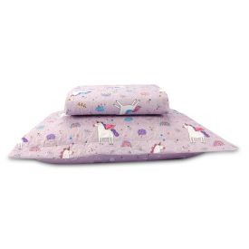 Kit Colcha Solteiro Dupla Face Matelado Havan Kids 2 p&ccedil;s - Unic&oacute;rnio Lil&aacute;s