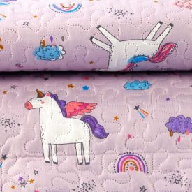 Kit Colcha Solteiro Dupla Face Matelado Havan Kids 2 p&ccedil;s - Unic&oacute;rnio Lil&aacute;s