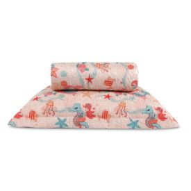 Kit Colcha Solteiro Dupla Face Matelado Havan Kids 2 pçs - Sereia Kids Salmão