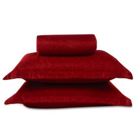 Kit Colcha Casal 100% Poliéster Lisa Versalhes Havan Casa 3 Peças - Bloodstone