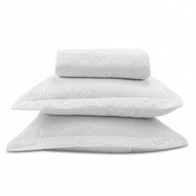 Kit Colcha King 100% Poliéster Lisa Versalhes Havan Casa 3 Peças - Branco