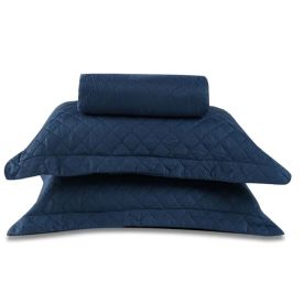Kit Colcha King 100% Poliéster Lisa Versalhes Havan Casa 3 Peças - Azul Jeans 