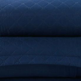 Colcha Queen 3 Peças Lisa Versalhes Havan Casa - Midnight Blue
