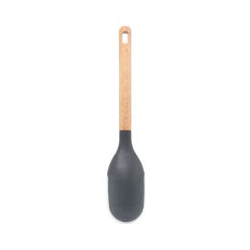 Colher De Silicone Com Cabo De Madeira Havan Casa 34 Cm - Preto 