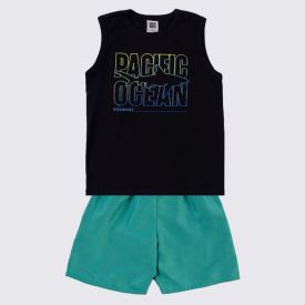 Conjunto Infantil Menino 4 a 10 Anos Hot Dog Preto/Azul Bic