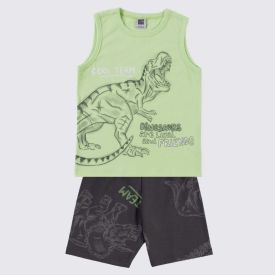 Conjunto Infantil Menino 4 a 10 Anos Hot Dog Verde Limonada/Grafite