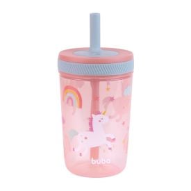 Copo com Canudo Antivazamento Magic 400Ml Buba - UNICORNIO