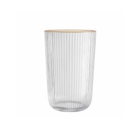 Copo De Vidro Filete Dourado Lines Wolff 430Ml - Transparente