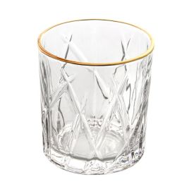 Copo De Whisky Em Cristal Filete Dourado Forest L'hermitage 310Ml - Transparente