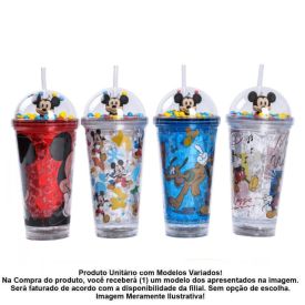 Copo Led com Canudo Mickey Disney 450Ml - Sortido