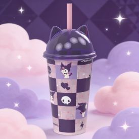 Copo Shake com Tampa Lúdica 3D Kuromi 500Ml Plasútil