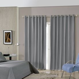 Cortina para Quarto e Sala 3,60X2,50 m Voil Bellini Havan Casa - Cinza Escuro