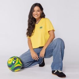 Cropped feminino do Brasil Dry Fit Scream amarelo 