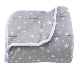 Edredom Casal Microfibra 100% Poliéster Kids Solecasa - Estrelas Cinza