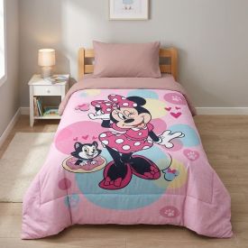 Edredom Disney Solteiro 1,60M X 2,40M Hedrons - Minnie Alegre
