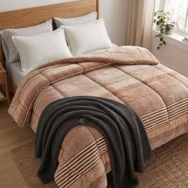 Edredom King Plush Inove Provence Havan Casa - Caio Geo Bege