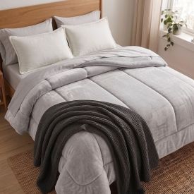 Edredom King Plush Inove Provence Havan Casa - Cinza Lunar