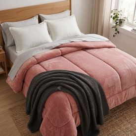 Edredom King Plush Inove Provence Havan Casa - Argila