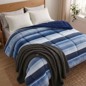 Edredom King Plush Inove Provence Havan Casa - Theo Geo Azul