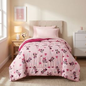 Edredom Solteiro 100% Poliéster Disney Hedrons - Minnie Fresh Rotativo