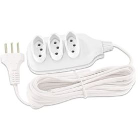 Extensão 3 Tomadas 2P+T 10A 5 Metros Branco Fc