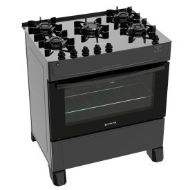 Fogão De Piso 5 Bocas Atlas Mônaco Top Glass Preto - Bivolt