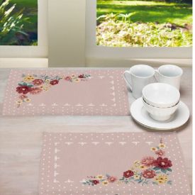 Fundo de Prato 45 X 31 cm Clean Athenas Döhler - Flores Vintage