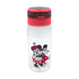 Garrafa de Água Plástico Mickey e Minnie 600 ml Disney - Transparente e Vermelho