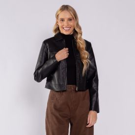 Jaqueta Feminina Curta Em PU Patricia Foster
