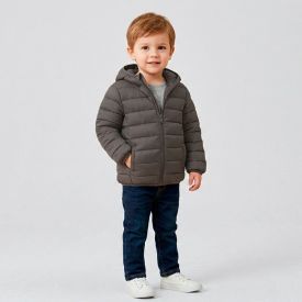 Jaqueta Infantil Aspen Menino 1 a 3 Anos Com Capuz Yoyo Kids Cinza