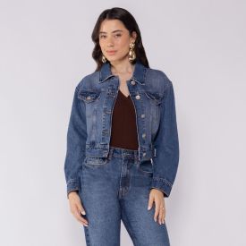 Jaqueta Jeans Feminina Boby Blues Azul Medio