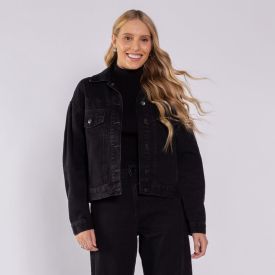 Jaqueta Jeans Feminina Trucker Patricia Foster Preto