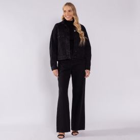 Jaqueta Jeans Feminina Trucker Patricia Foster Preto