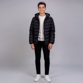 Jaqueta Juvenil Aspen Menino 12 a 16 Anos Com Capuz Hot Dog Preto