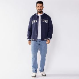 Jaqueta Masculina College Em Moletom Thing Marinho