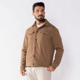 Jaqueta Masculina Em Lã Batida Marc Alain Amendoa Amostra