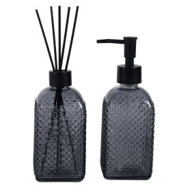 Jogo de Porta Sabonete e Difusor em Vidro 400Ml Uz - Preto
