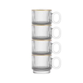 Jogo 4 Canecas Vidro Borda Dourada Hauskraft 170Ml - GRAFFIATO