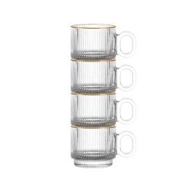 Jogo 4 Canecas Vidro Borda Dourada Hauskraft 90Ml - GRAFFIATO