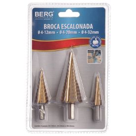 Jogo Broca Escalonada 3 Peças Hss 4 a 32Mm Corneta